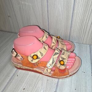 L' Artiste By Spring Step Leather Sandals Payoka Wedge Comfort Shoes Size 7